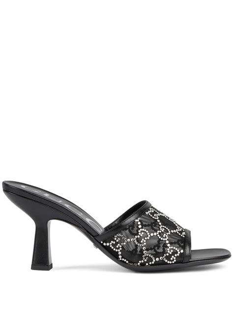 gucci sandals with crystal gg|Gucci embellished sandals.